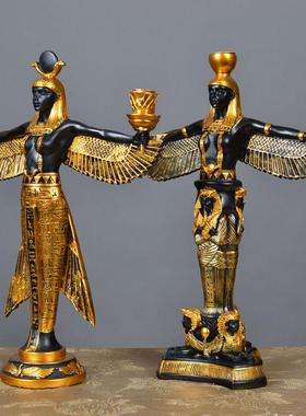 欧式埃及伊西斯纹身店装饰创意摆件家居装饰品客厅酒柜玄关性摆设