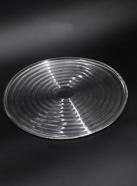 新中式简约玻璃透明圆形托盘摆件客厅茶几样板间果盘装饰品