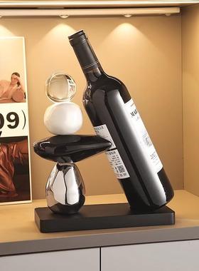 时来运转轻奢玄关餐边柜红酒架摆件家居客厅酒柜电视柜装饰品酒托