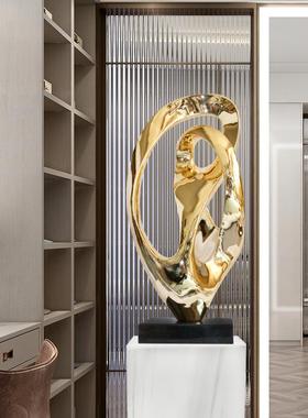 现代样板间轻奢落地雕塑装饰酒店大厅电镀摆件会所客厅软装艺术品