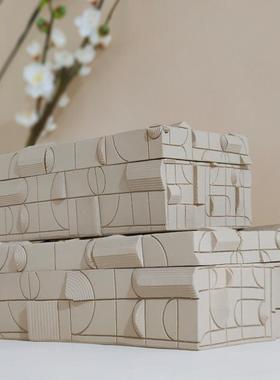 创意桌面收纳盒摆件家居高级感树脂植绒首饰盒客厅家用装饰工艺品