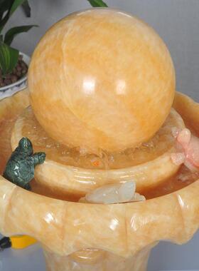 石材转动球流水球流水喷泉客厅摆设公司开业礼物 工艺品落地摆件