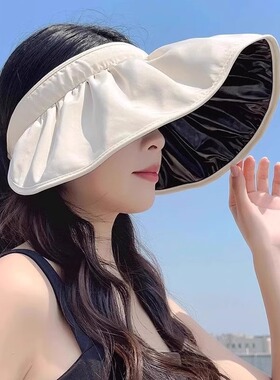 2025新款防晒帽女士夏天空顶大帽檐防紫外线贝壳太阳遮阳帽折叠
