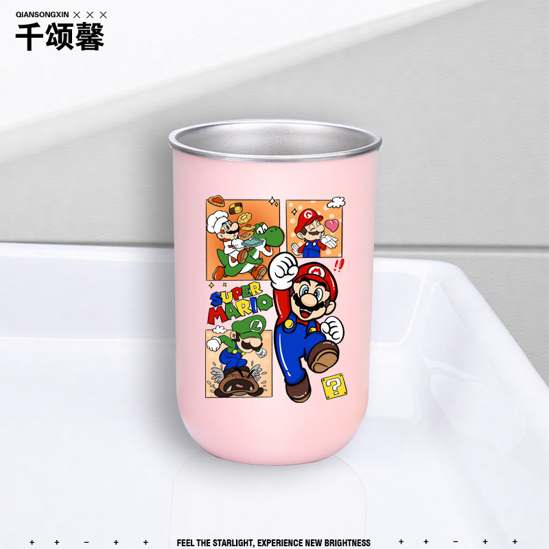 超级马里奥动漫洗漱杯卡通不锈钢漱口杯家用牙刷杯水杯可定制yd,淘宝优惠券,粉丝福利购,淘宝优惠卷