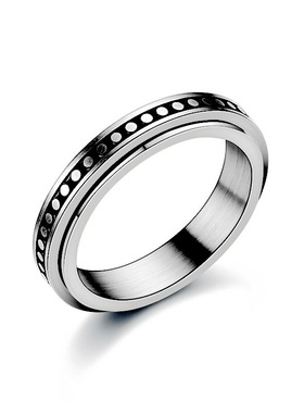 爆款钛钢转动戒指星月花朵冥想创