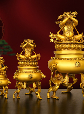 速发铜空行炉摆件纯铜藏香炉家客足香薰香炉用厅店铺装饰品三檀狮