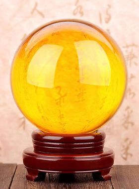 速发黄白水紫球摆件璃造透明玻人球红绿晶蓝粉水晶球招財开业装饰