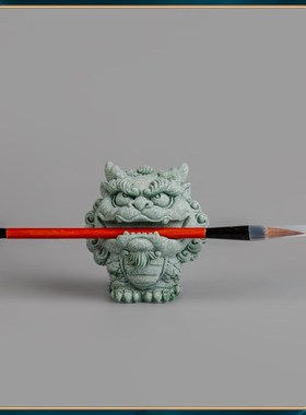 速发器物砂 青志瑞石兽麒麟文房四宝笔搁金蟾笔架装饰摆件神龙镇