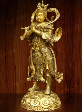 速发纯铜关公韦陀神像韦陀大将战像摆天室内韦用大将供奉摆放件品