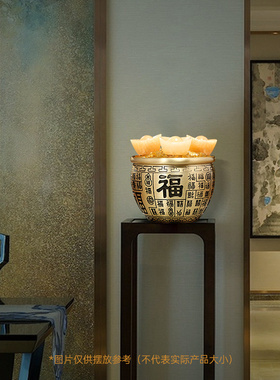 速发缸福黄铜米百摆件招财聚宝盆客厅业柜办公室装饰品店铺开酒礼