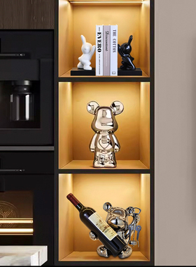 速发高客大气熊红酒架酒柜摆件轻奢璃档端厅电视玻高柜家居装饰品