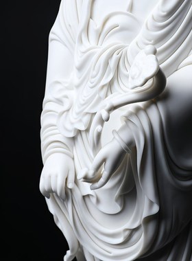 速发林建平陶饰莲件《立摆如意观》菩萨佛像站像家居瓷品