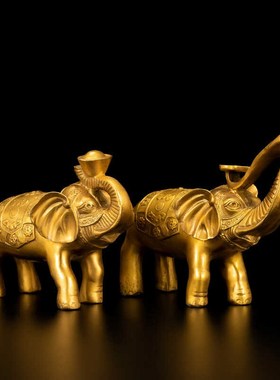 速发铜象象摆件如铜元宝纯意大吸水象家居办公室桌面礼品大号吉祥