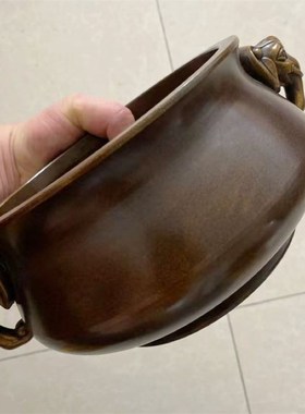 速发全铜苏香炉铜色复古特大象耳炉加厚重器铜炉摆件盘香线工紫香