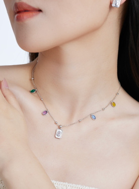 【明星同款】ChillTalent秘密花园彩石项链度假清新甜美简约时尚