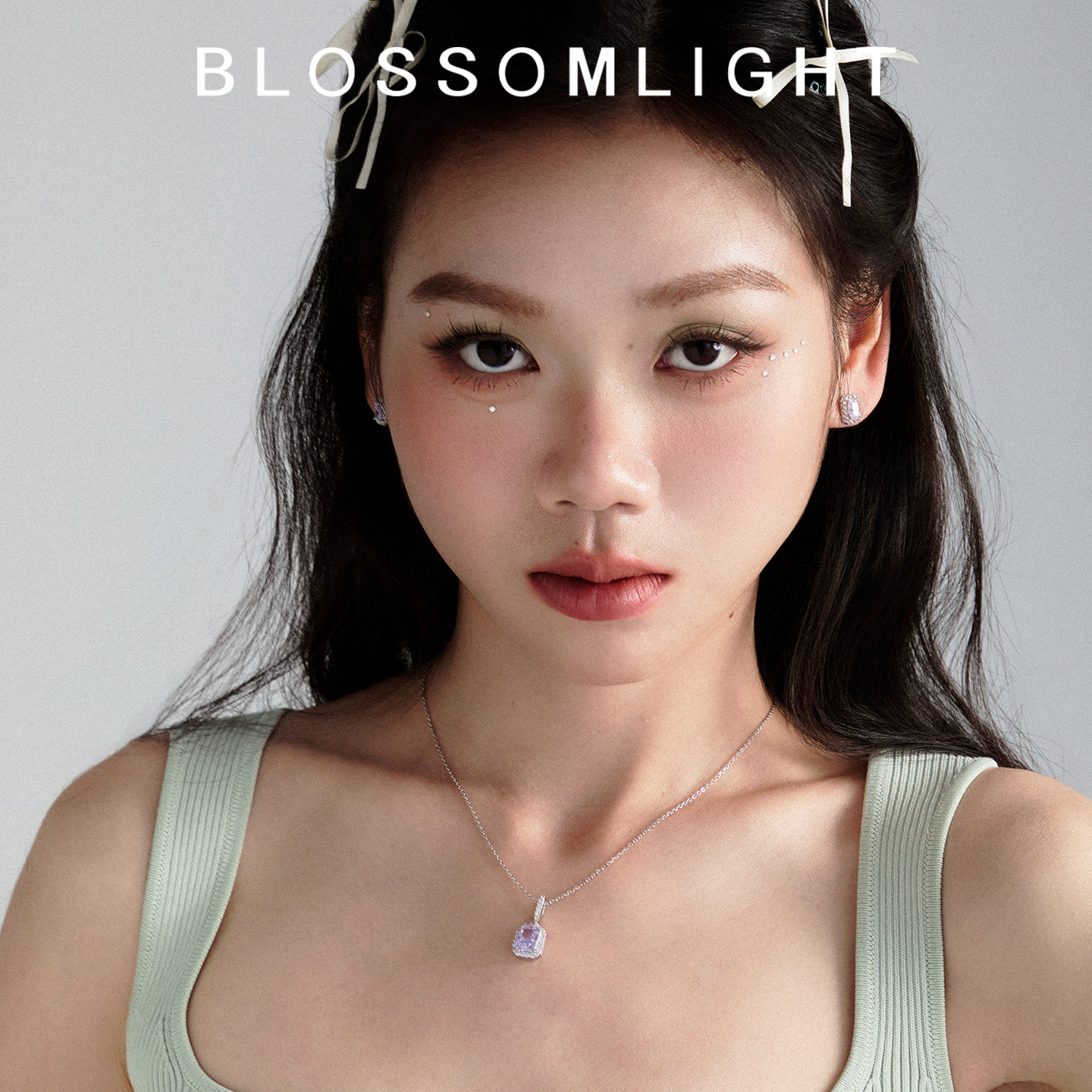 明星同款BlossomLight闪闪方糖耳环薰衣草紫简约轻奢银耳钉高级感,淘宝优惠券,粉丝福利购,淘宝优惠卷