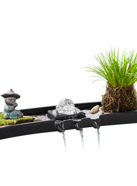 新中式庭院客厅小鱼缸造景瀑布流水摆件循环水流水器景观装饰配件