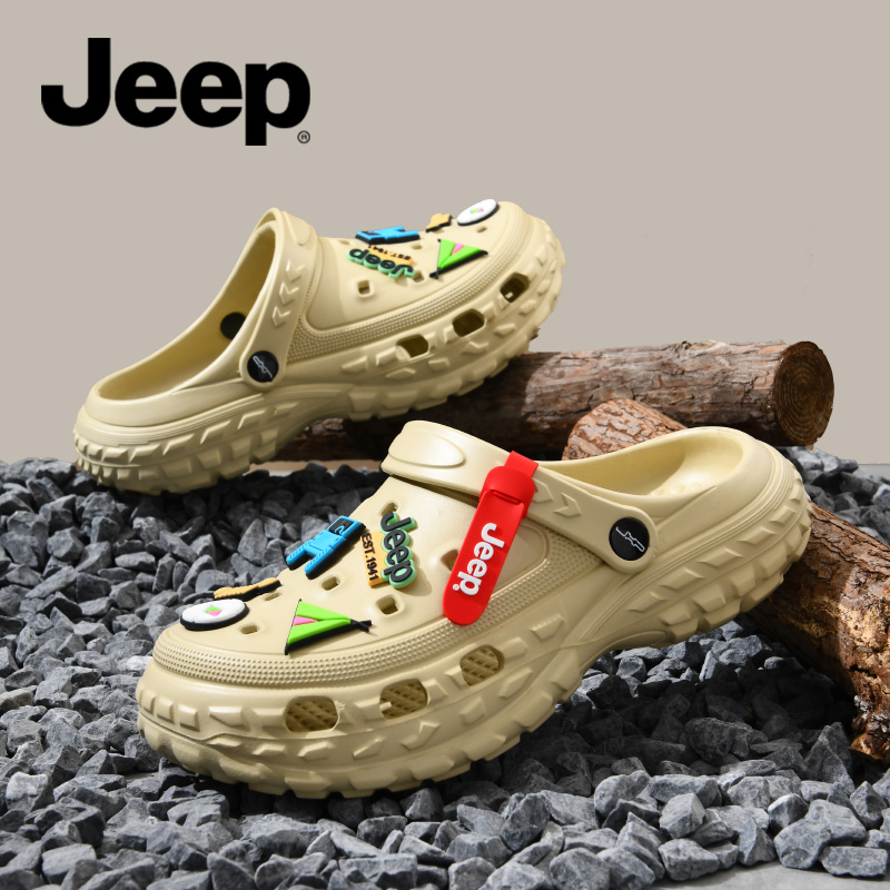 JEEP/吉普拖鞋男夏季凉拖户外防滑防臭开车沙滩鞋透气洞洞鞋男士-图0