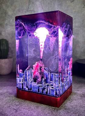 城市怪物环氧灯原子呼吸树脂灯巨型怪物模型玻璃容器个性化夜灯