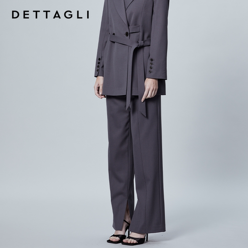 Dettagli迪塔莉灰色系裤子女休闲裤设计师款高级感春季直筒裤 - 图0