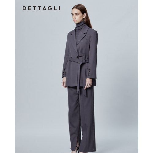 Dettagli迪塔莉灰色系裤子女休闲裤设计师款高级感春季直筒裤 - 图2