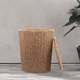 Huangtu Craftsmanship Nordic Office Living Room Home Daily Trash Can with Lid Basket Multi-purpose Storage Rattan Bucket