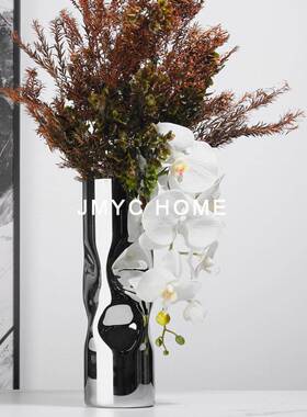 现代软装饰品电镀圆筒茶玻璃花瓶件样板餐间家居几桌面摆GGD摆设