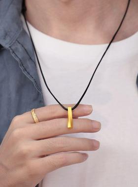 莫比乌斯金色坠新款男士项链精致编织黑绳挂吊坠日常百简搭约饰品