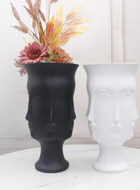 北欧风格创意简约人脸树脂花瓶摆件家居软装饰品客厅样板间摆设