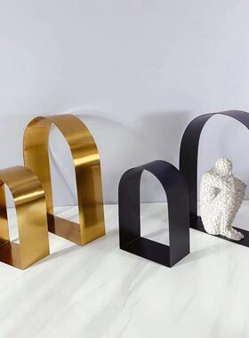 现代简约欧式几何金属拱形门型摆件样板房售楼处软装饰品摆设