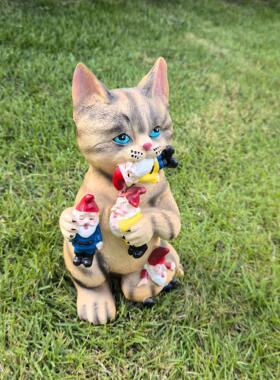 猫吃小矮人恐龙吃小矮人系列花园侏儒摆件套装玩偶装饰