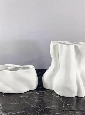 异形居家花器现代中式创意白色树脂花瓶餐厅桌面软装干花插花摆件