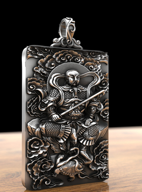 999纯银实心玄天大帝吊坠真武足银项链出入平安复古泰银牌本命佛