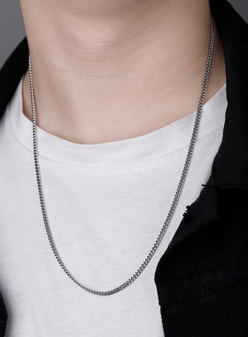 大师男饰 项链男 纯银999足银 霸气六字真言 潮人双龙头泰银链子