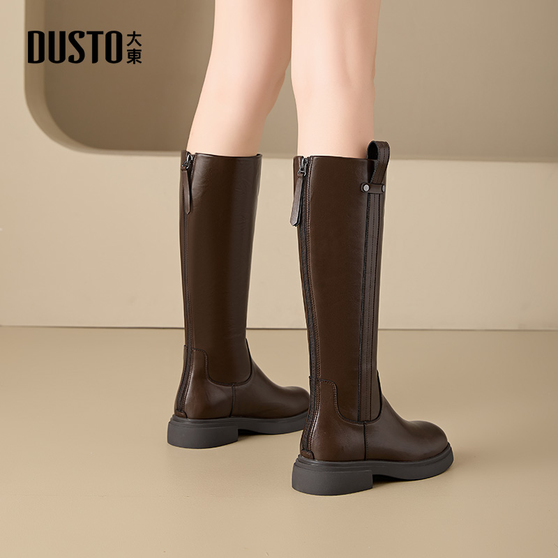 大东女鞋长筒靴2025冬季新款显瘦骑士靴高筒靴平底不过膝女靴长靴 - 图2