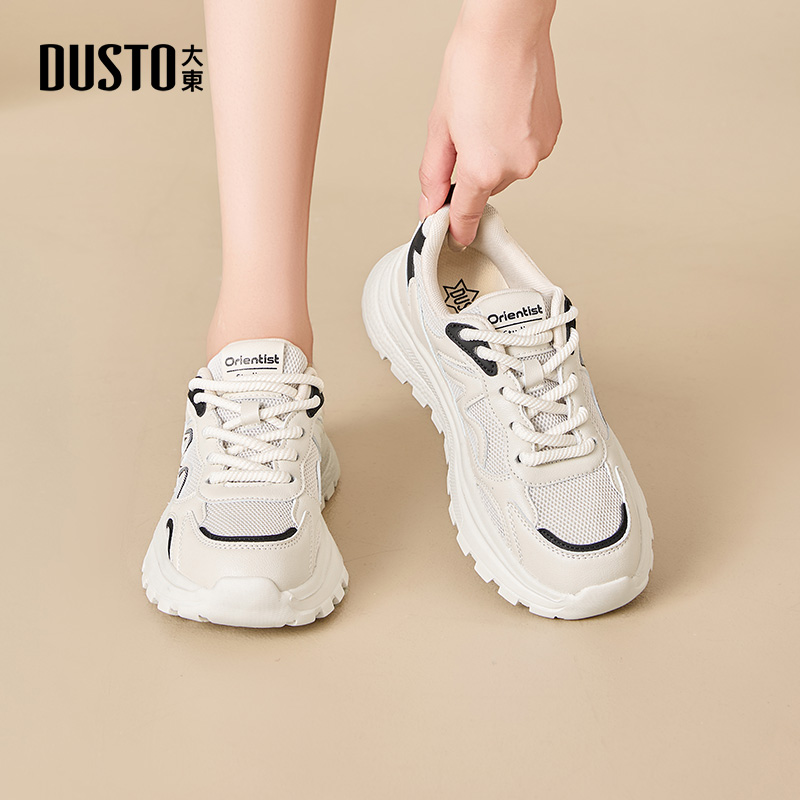 大东老爹鞋女鞋2025秋季新款时尚百搭厚底休闲运动鞋网面女单鞋 - 图0