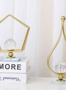 轻奢金属水晶球轻奢工艺品摆件客厅玄关酒柜家居装饰品桌面小摆件