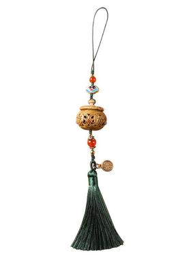 绿檀事事如意香囊球镂空随身香囊盒古风挂件手机链吊坠汉服压襟女