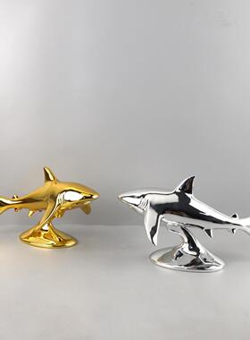 北欧创意抽象电镀树脂鲨鱼动物雕塑摆件客厅玄关酒店软装家居饰品