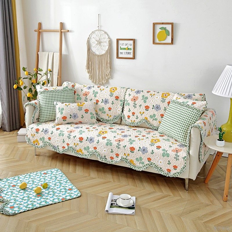 韩式碎花小清新拼接防滑全棉夹棉C机洗绗缝布艺沙发垫飘窗垫爬行,淘宝优惠券,粉丝福利购,淘宝优惠卷