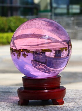 粉色水晶球粉晶h玻璃球办公桌客厅店门摆设粉球装饰旺桃花卧室摆