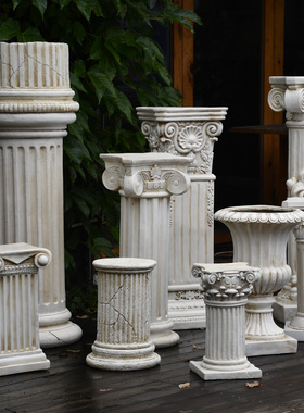 欧式花盆罗马柱摆件婚庆婚礼道A具柱子底座复古花园庭院阳台装饰