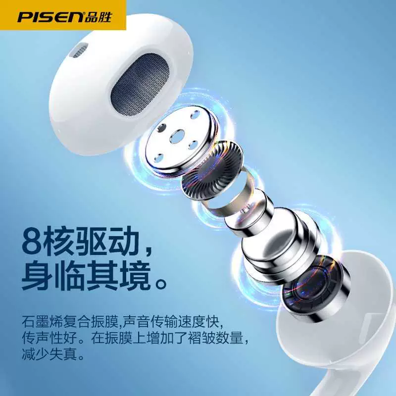 Проводные наушники Pin Sheng Type-C с плоским корпусом, внутриканальные, управление, тяжелый сабвуфер, 3,5 мм круглая штекерная вставка, универсальные для мобильного телефона