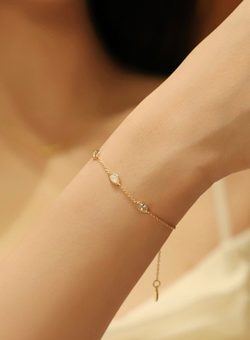 LuxLuna金麦穗系列手链女小众轻奢高级925银托帕石