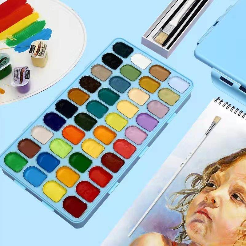 青颜料无甲醛水粉颜料盒40色0竹ml彩装嘿小黑初学者果冻装美术生,淘宝优惠券,粉丝福利购,淘宝优惠卷