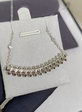 铆钉子弹头项链女纯银玫瑰金白金微笑锁骨链轻奢高级设计经典礼物