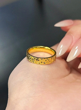 碎冰冰戒指 女纯银镀18K黄金色爆闪碎碎冰对戒指环气质百搭时尚潮