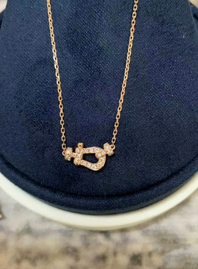 满钻马蹄扣项链女纯银镀18K