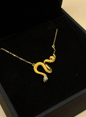 独白古埃及蛇项链女纯银镀黄金色带钻生肖蛇年锁骨链北纬三十度潮