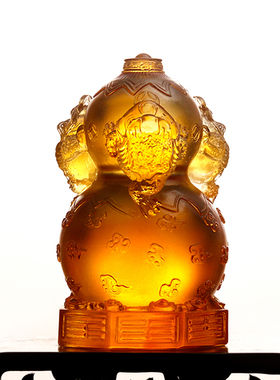 速发三蟾居福琉璃葫芦摆件客厅电视柜酒柜装饰新乔迁品赐礼品工艺